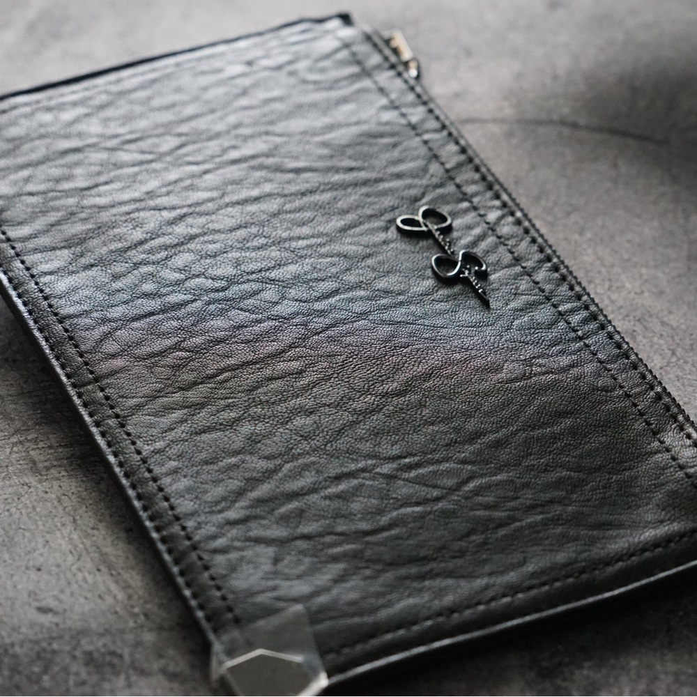 Jessica Simpson Faux Black Leather Wristlet